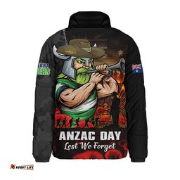 Canberra Raiders Padded Jacket Anzac Day Rising Dawn Ceremony Lest We Forget Courage