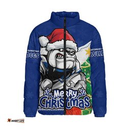 Canterbury-Bankstown Bulldogs Padded Jacket Santa Scoring Touchdown On Christmas Game Day