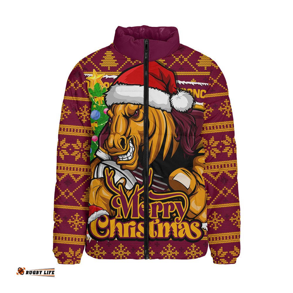 Brisbane Broncos Padded Jacket Merry Christmas Game Day Knit Style Team Edition