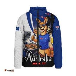 Australia Padded Jacket Australia Day Kangaroo Summer Fest Celebration