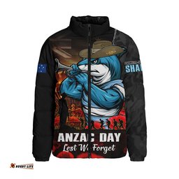 Cronulla-Sutherland Sharks Padded Jacket Anzac Day Rising Dawn Ceremony Lest We Forget Courage