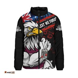 Manly Warringah Sea Eagles Padded Jacket Anzac Remembrance Of The Fallen