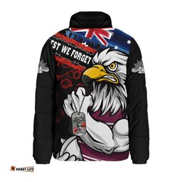 Manly Warringah Sea Eagles Padded Jacket Anzac Remembrance Of The Fallen