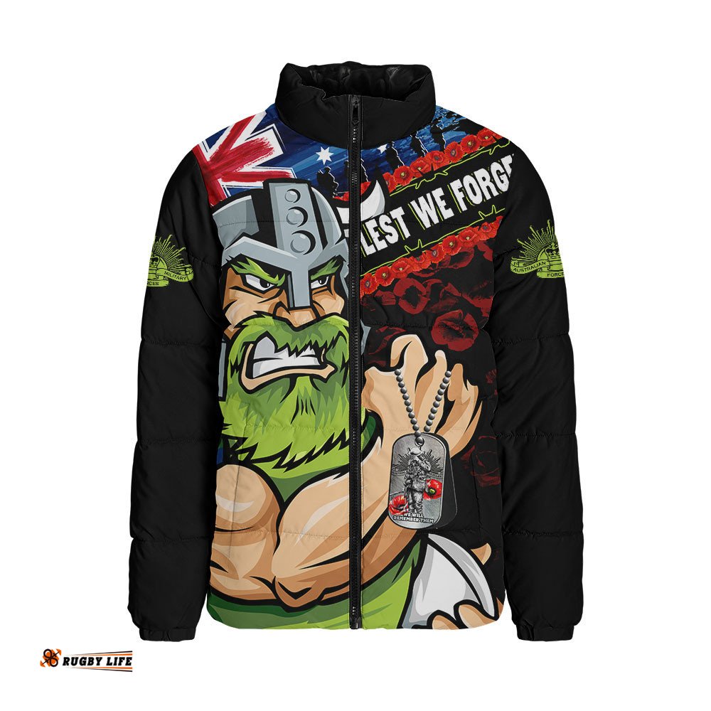 Canberra Raiders Padded Jacket Anzac Remembrance Of The Fallen