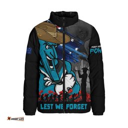 Port Adelaide Padded Jacket ANZAC Inspired Football Fan Memorial Design