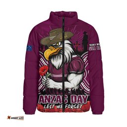 Manly Warringah Sea Eagles Padded Jacket Anzac Day Pride Of Service Eternal Memory