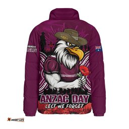 Manly Warringah Sea Eagles Padded Jacket Anzac Day Pride Of Service Eternal Memory