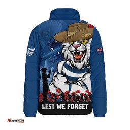 Geelong Cats Padded Jacket ANZAC Inspired Football Fan Memorial Design