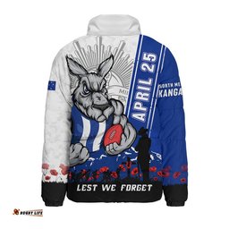 North Melbourne Padded Jacket Anzac Day Lest We Forget Memorial