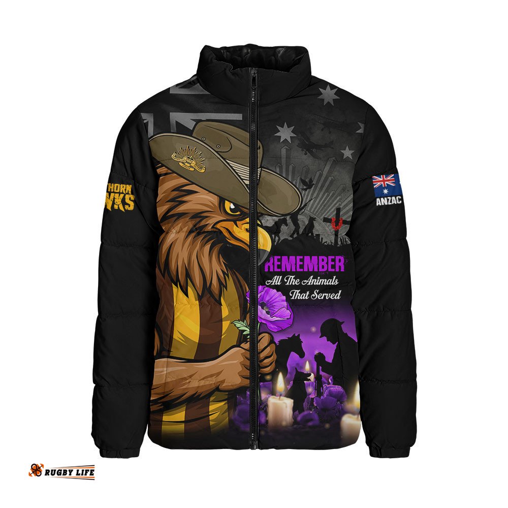 Hawthorn Padded Jacket Anzac Day In Memory Of Animals That Served