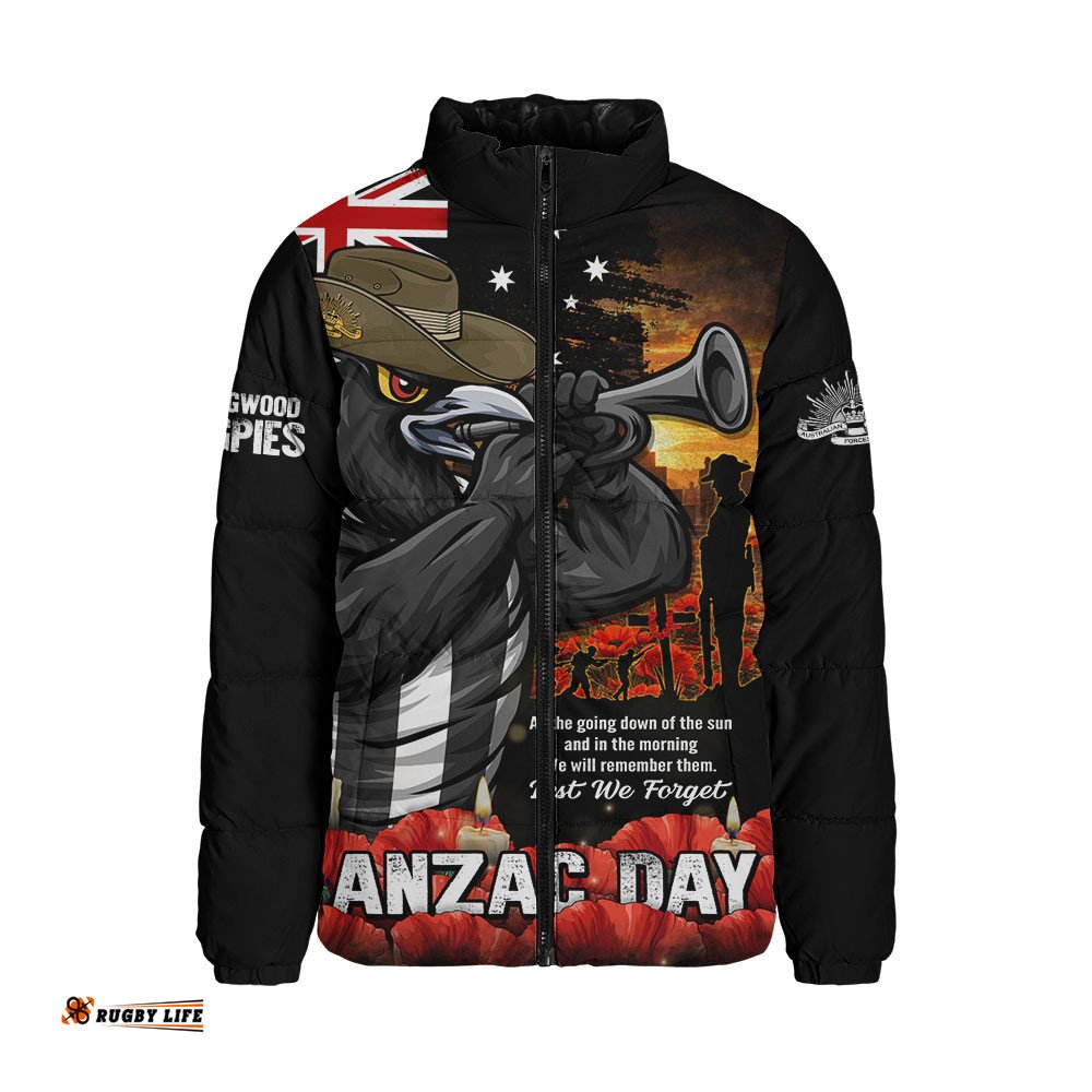 Collingwood Padded Jacket Anzac Day Dawn Of Courage Eternal Tribute