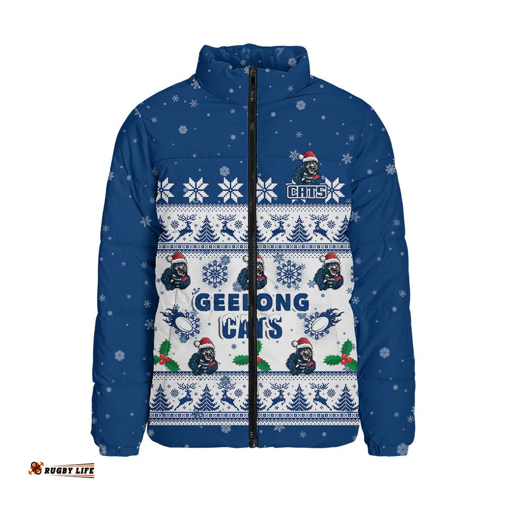 Geelong Cats Padded Jacket Special Ugly Christmas Holiday Footy Fans