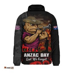 Queensland Maroons Padded Jacket Anzac Day Rising Dawn Ceremony Lest We Forget Courage