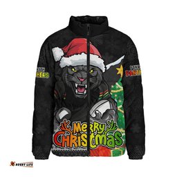 Penrith Panthers Padded Jacket Santa Scoring Touchdown On Christmas Game Day