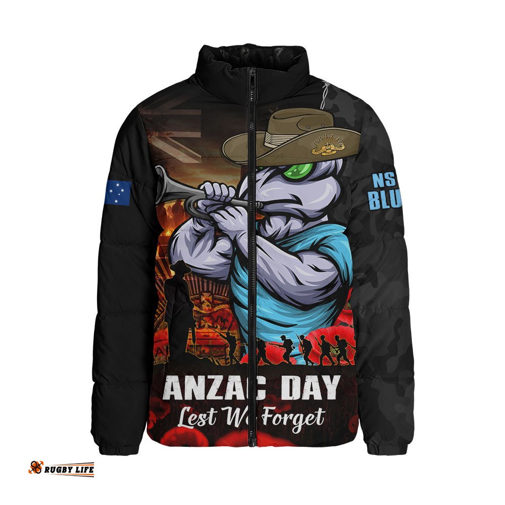 New South Wales Blues Padded Jacket Anzac Day Rising Dawn Ceremony Lest We Forget Courage