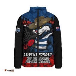 Geelong Cats Padded Jacket ANZAC Day Not For Victory For Remembrance
