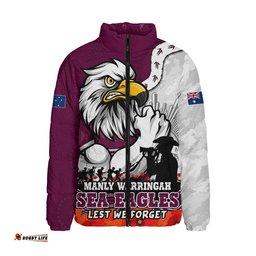 Manly Warringah Sea Eagles Padded Jacket Anzac Day Remembrance Of Courage Loyalty Valor