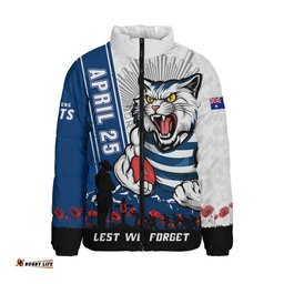 Geelong Cats Padded Jacket Anzac Day Lest We Forget Memorial