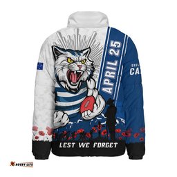 Geelong Cats Padded Jacket Anzac Day Lest We Forget Memorial