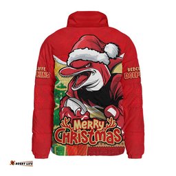 Redcliffe Dolphins Padded Jacket Santa Scoring Touchdown On Christmas Game Day