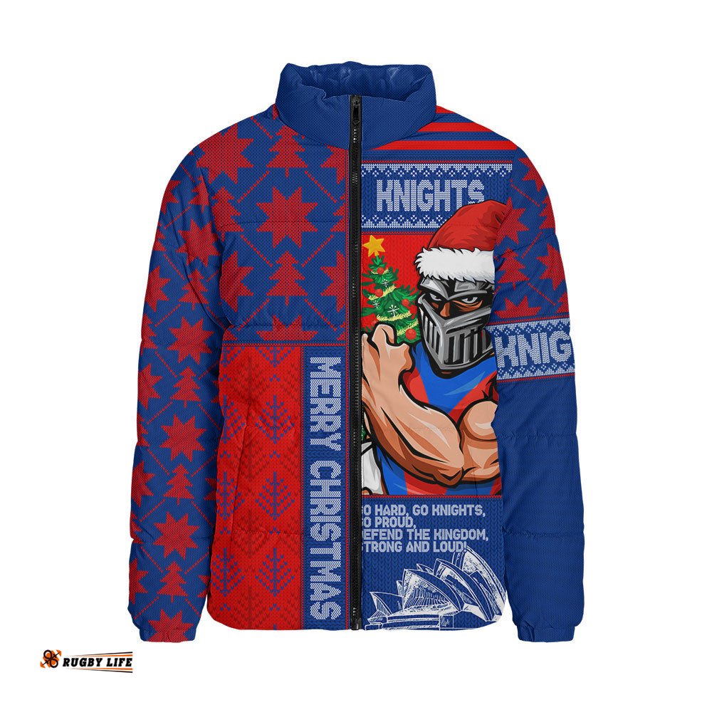 Newcastle Knights Padded Jacket Christmas Magic Knit Style Winter Glow