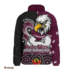Manly Warringah Sea Eagles Padded Jacket NAIDOC Week 50 Years Of Deadly Indigenous Pattern