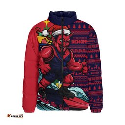 Melbourne Padded Jacket Christmas Holiday Santa Rides The Waves