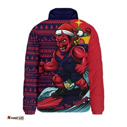 Melbourne Padded Jacket Christmas Holiday Santa Rides The Waves