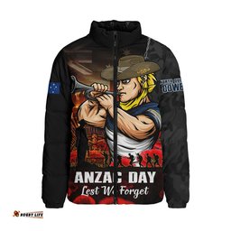 North Queensland Cowboys Padded Jacket Anzac Day Rising Dawn Ceremony Lest We Forget Courage