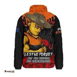 GWS GIANTS Padded Jacket ANZAC Day Not For Victory For Remembrance