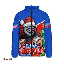 Newcastle Knights Padded Jacket Santa Scoring Touchdown On Christmas Game Day