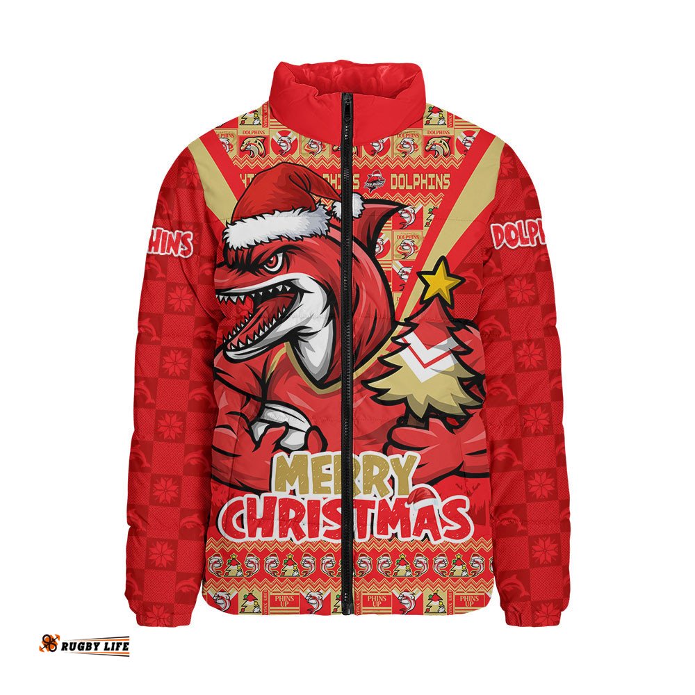 Redcliffe Dolphins Padded Jacket Merry Christmas Festive Spirit Edition