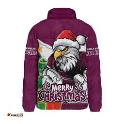Manly Warringah Sea Eagles Padded Jacket Santa Scoring Touchdown On Christmas Game Day