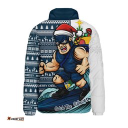 Carlton Padded Jacket Christmas Holiday Santa Rides The Waves
