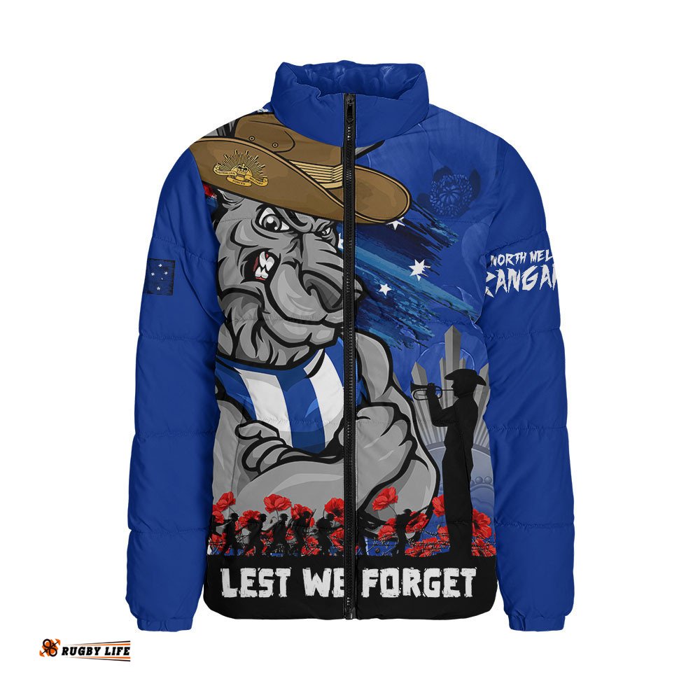 North Melbourne Padded Jacket ANZAC Inspired Football Fan Memorial Design