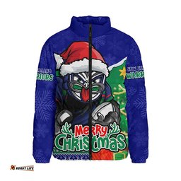 New Zealand Warriors Padded Jacket Santa Scoring Touchdown On Christmas Game Day