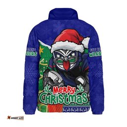 New Zealand Warriors Padded Jacket Santa Scoring Touchdown On Christmas Game Day