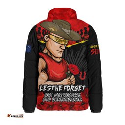 Gold Coast SUNS Padded Jacket ANZAC Day Not For Victory For Remembrance