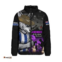 North Melbourne Padded Jacket Anzac Day In Memory Of Animals That Served