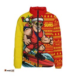 Gold Coast SUNS Padded Jacket Christmas Holiday Santa Rides The Waves