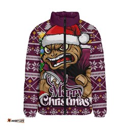 Queensland Maroons Padded Jacket Merry Christmas Game Day Knit Style Team Edition