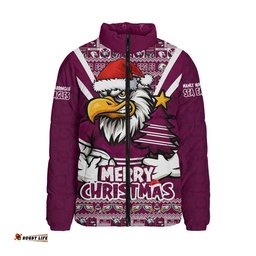 Manly Warringah Sea Eagles Padded Jacket Merry Christmas Festive Spirit Edition