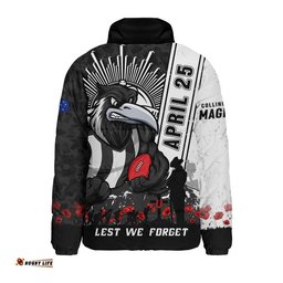 Collingwood Padded Jacket Anzac Day Lest We Forget Memorial