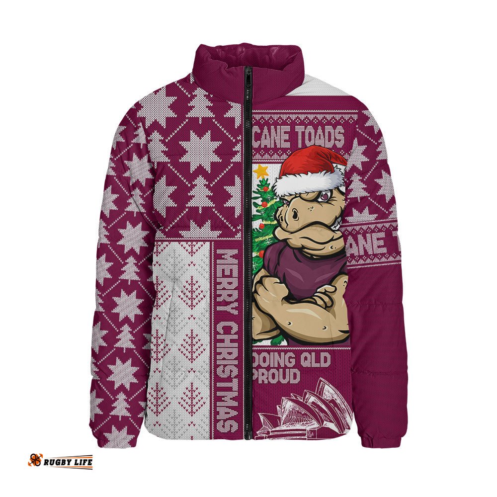 Queensland Maroons Padded Jacket Winter Knit Magic Holiday Spirit