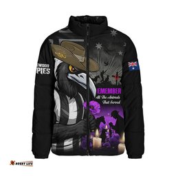 Collingwood Padded Jacket Anzac Day In Memory Of Animals That Served