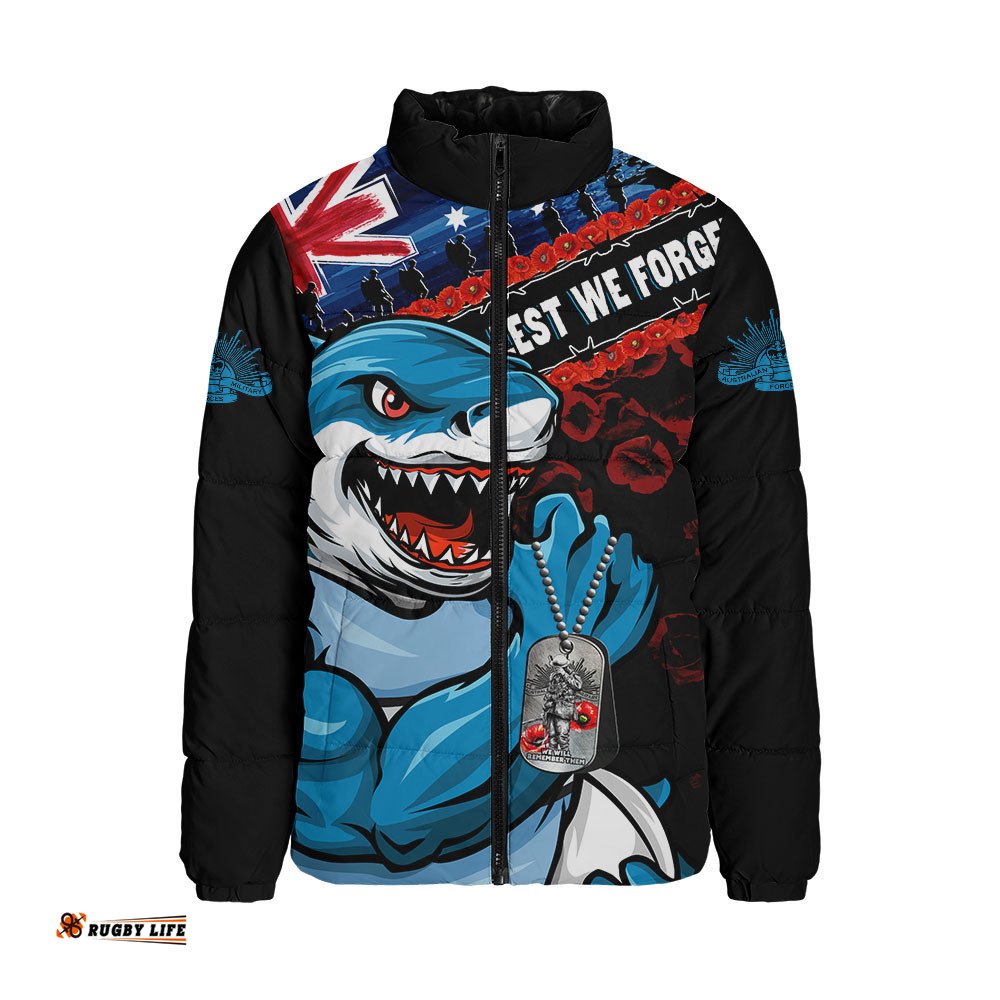 Cronulla-Sutherland Sharks Padded Jacket Anzac Remembrance Of The Fallen