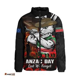 South Sydney Rabbitohs Padded Jacket Anzac Day Rising Dawn Ceremony Lest We Forget Courage