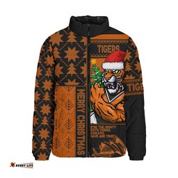 Wests Tigers Padded Jacket Christmas Magic Knit Style Winter Glow