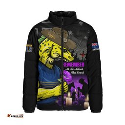 Parramatta Eels Padded Jacket Anzac Day Purple Poppy And Animals That Served