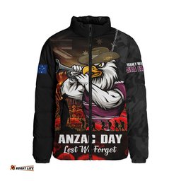 Manly Warringah Sea Eagles Padded Jacket Anzac Day Rising Dawn Ceremony Lest We Forget Courage